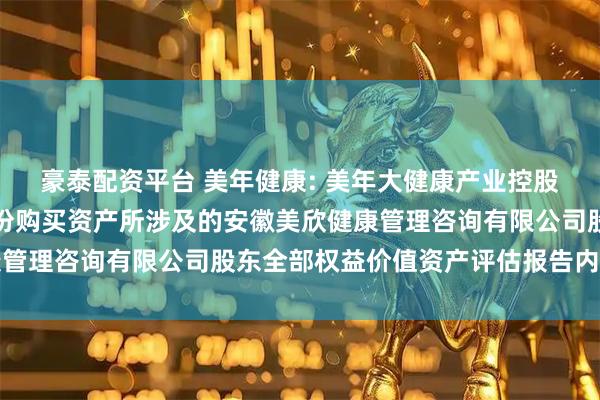 豪泰配资平台 美年健康: 美年大健康产业控股股份有限公司拟发行股份购买资产所涉及的安徽美欣健康管理咨询有限公司股东全部权益价值资产评估报告内容摘要
