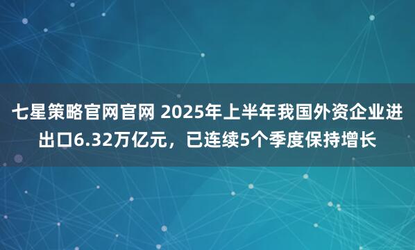 七星策略官网官网 2025年上半年我国外资企业进出口6.32万亿元，已连续5个季度保持增长